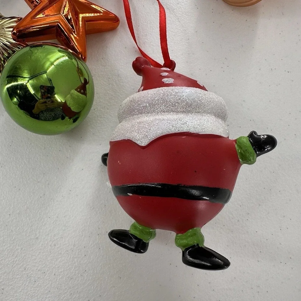 Lot Of 9 Santa‎ Claus Christmas Ornament Holiday Decorations Shatterproof